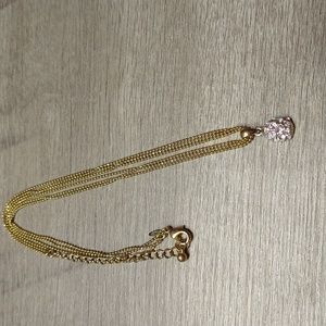 Vintage Avon White Crystal. Triple Strand Goldtone Pendant